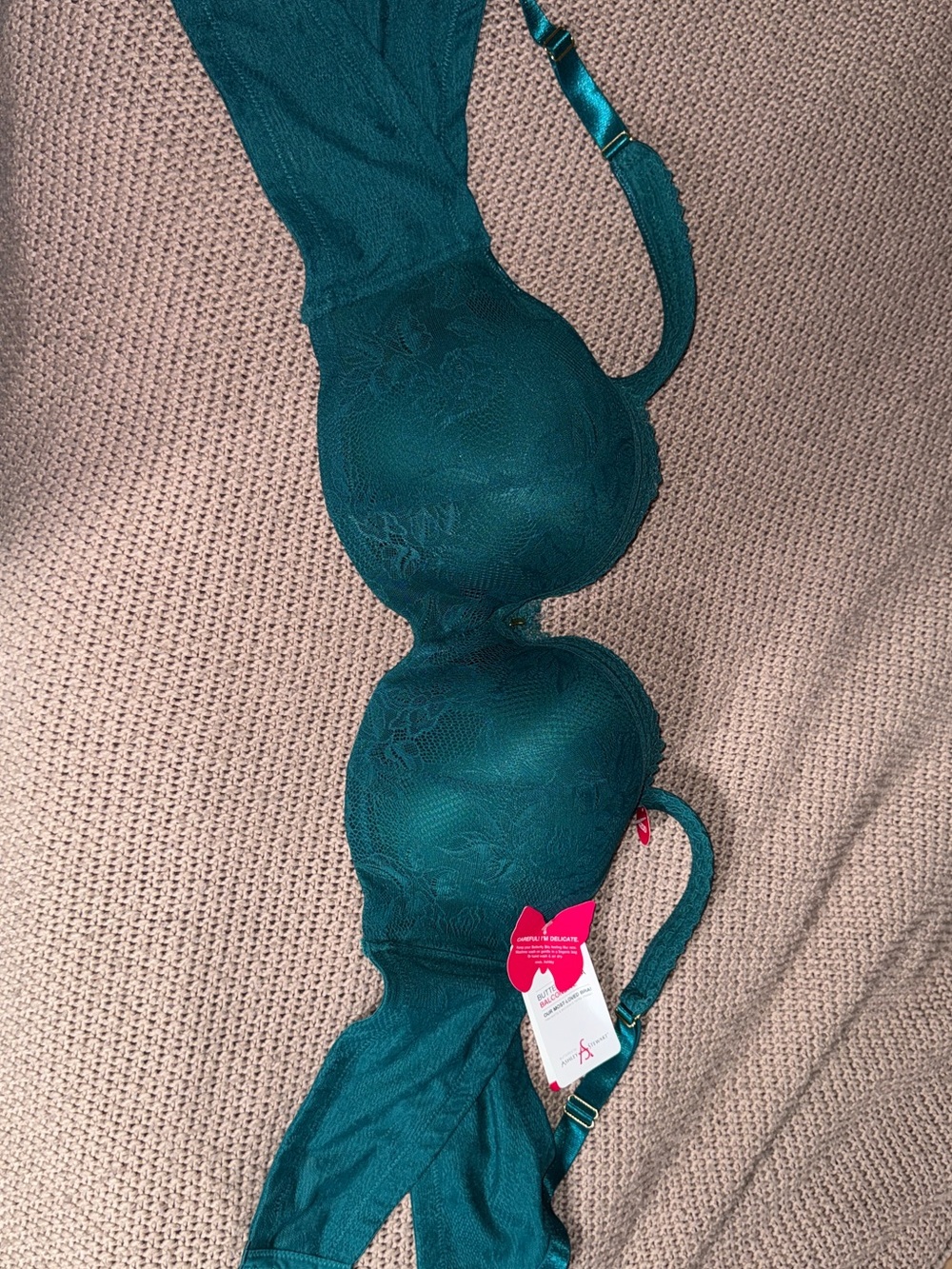 Ashley Stewart Teal Lace Balconette Bra